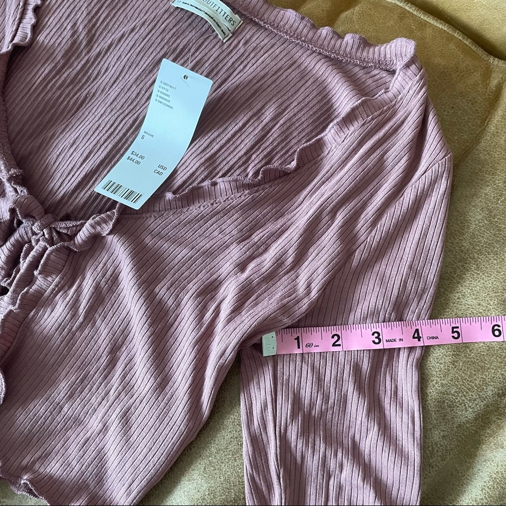 MAUVE TIE CROPPED CARDIGAN STYLED TOP - Picture 12 of 13